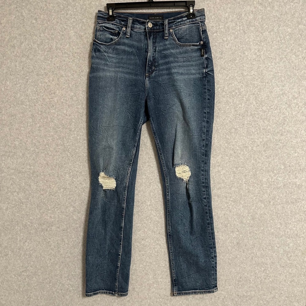 Silver Jeans Co 90s Boyfriend Distressed High Rise Jeans W27 L27 L28355SOC327